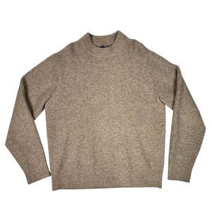 UNIQLO Souffle Yarn Mock Neck Long-Sleeve Sweater Natural Brown Mens Large